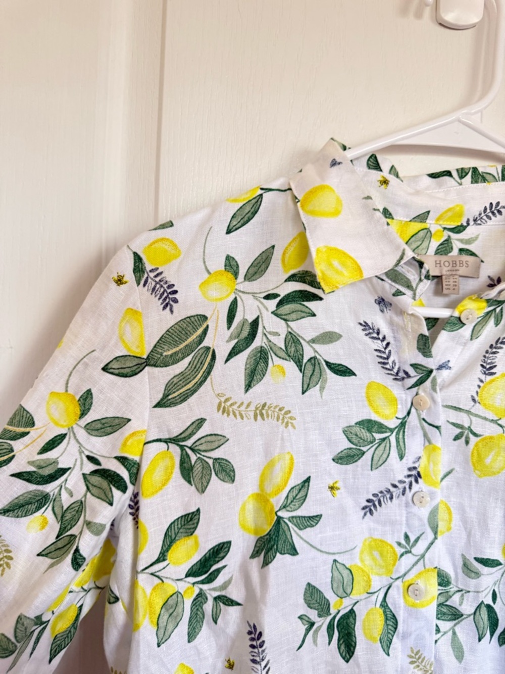 Hobbs London Livia Lemon Print Linen Button Down - Picture 6 of 9